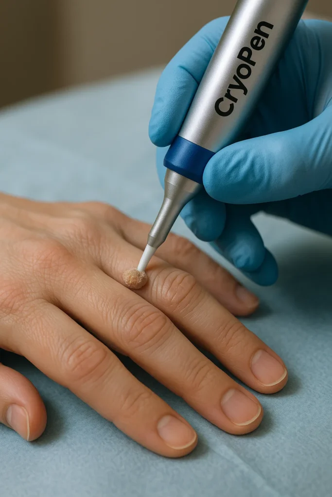 example of cryopen wart removal Macclesfield treatment on a persons finger
