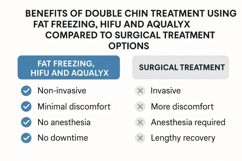Graphic about the benefits of double chin treatment Macclesfield - from LA LIPO