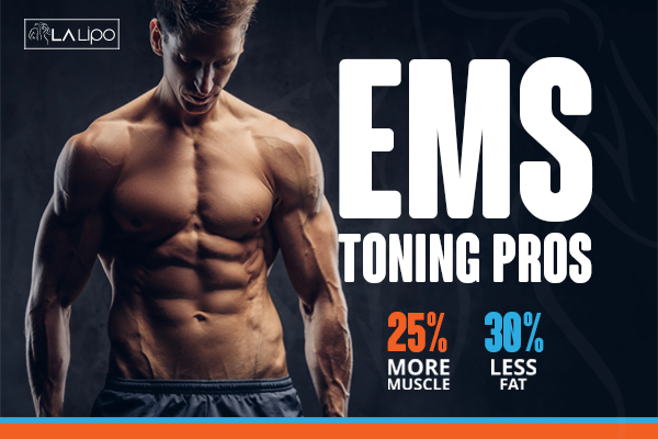 Graphic of man with toned body showing the benefits of LA-EMS Body Sculpting Macclesfield treatment