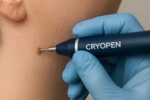 Person receiving skin tag removal Macclesfield