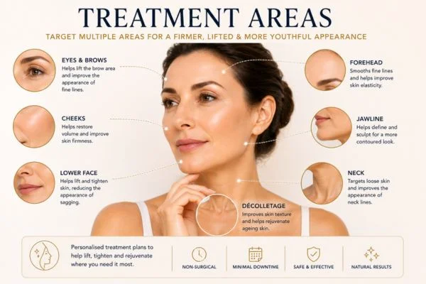 Areas of treatment for the ultimate lift tighten treatment Macclesfield